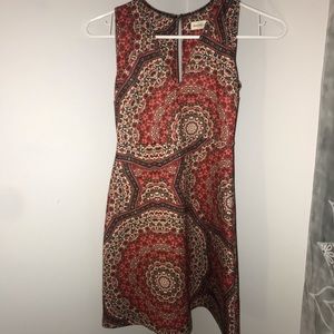 Geometric Floral V-Neck Mini Dress